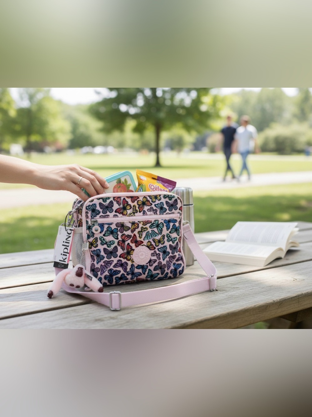 KIPLING ERMY Insulated Food Lunch Bag Butterfly Days - Picture 2 of 5